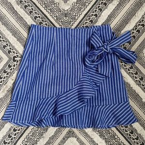 Striped Wrap Style Mini Skirt